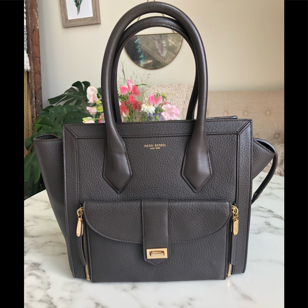 Henri Bendel Eggplant Leather Bag